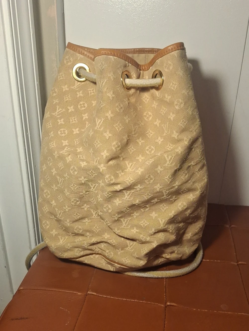 Louis Vuitton Beige Monogram Jacquard Drawstring Bucket Bag